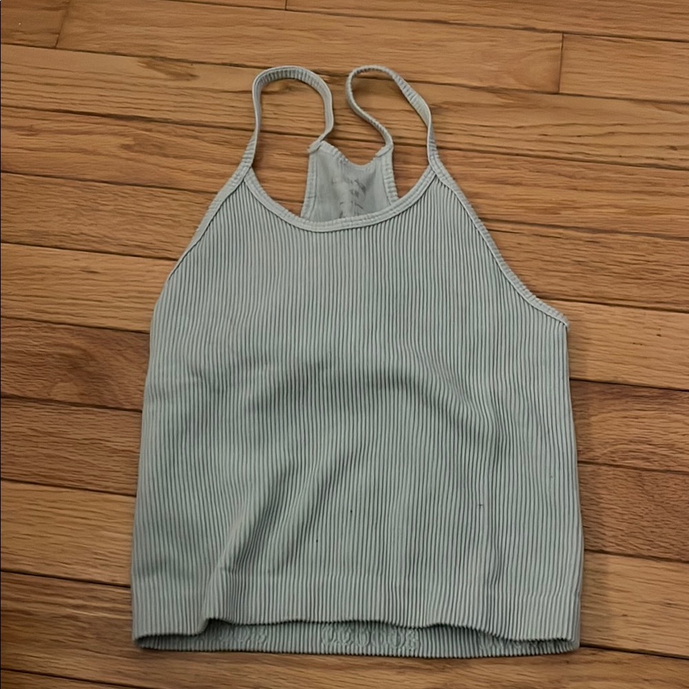 Mint Green and light blue Ribbed Women's Tops